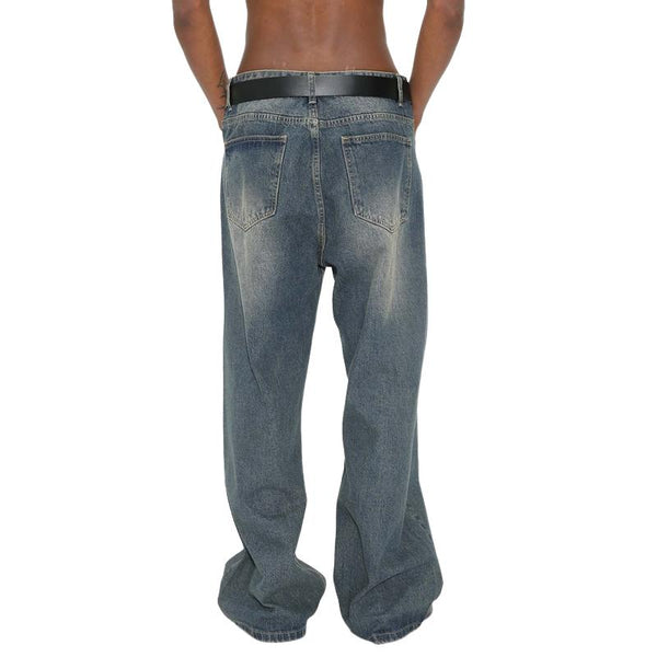 Men's Retro Loose Straight Washed Jeans 75840786X