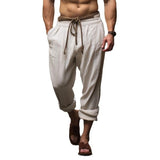 Men's Retro Cotton and Linen Loose Breathable Pants 52480333Y