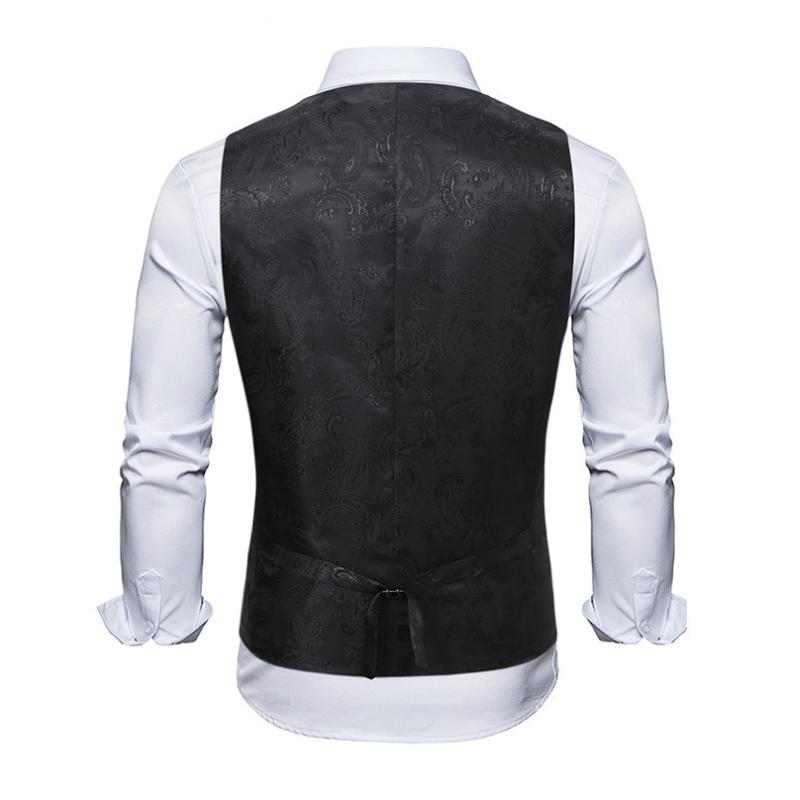 Men's Casual Notch Lapel Single-breasted Slim-fit Suit Vest (Shirt and Tie Excluded) 91085518M