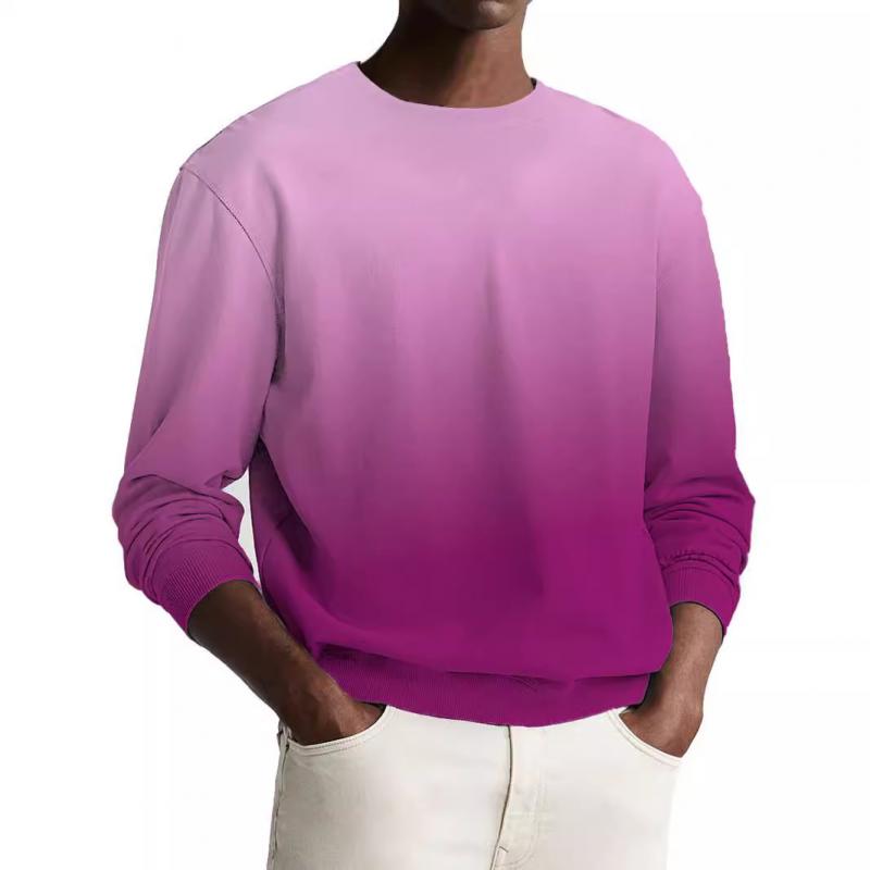 Men's Gradient Round Neck Long Sleeve Loose Casual Sweatshirt 06513271Z