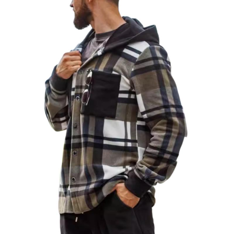 Men's Casual Flannel Warm Hooded Jacket 80867258F