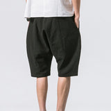 Men's Cotton And Linen Loose Beach Drawstring Shorts 78264636Y