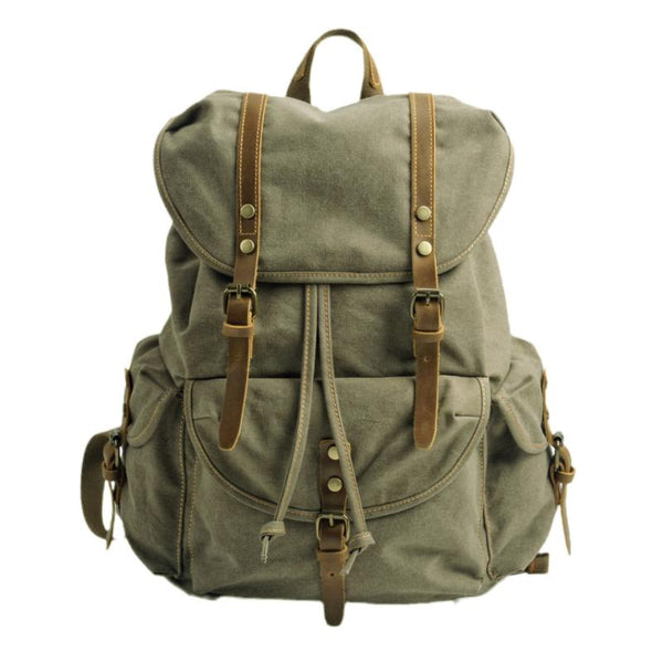 Men's Retro Outdoor Large Capacity Multi-Pocket Canvas Backpack 33759989Y