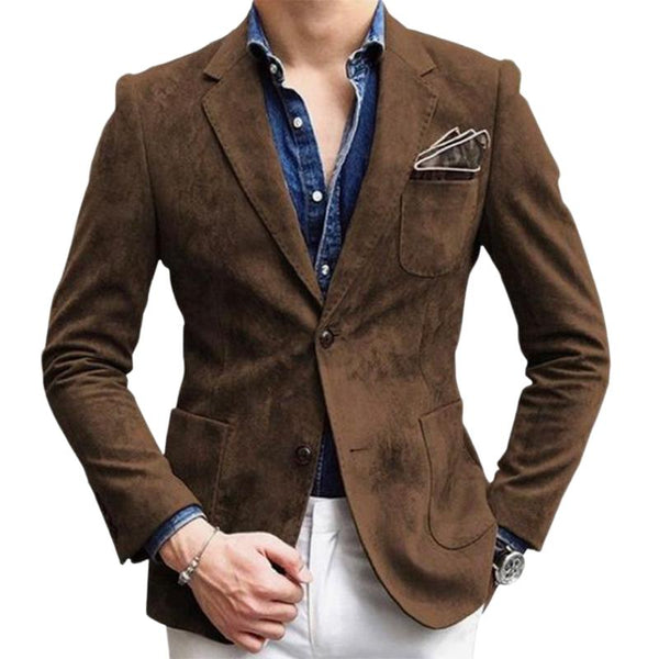 Men's Vintage Suede Solid Lapel Jacket 17812846U