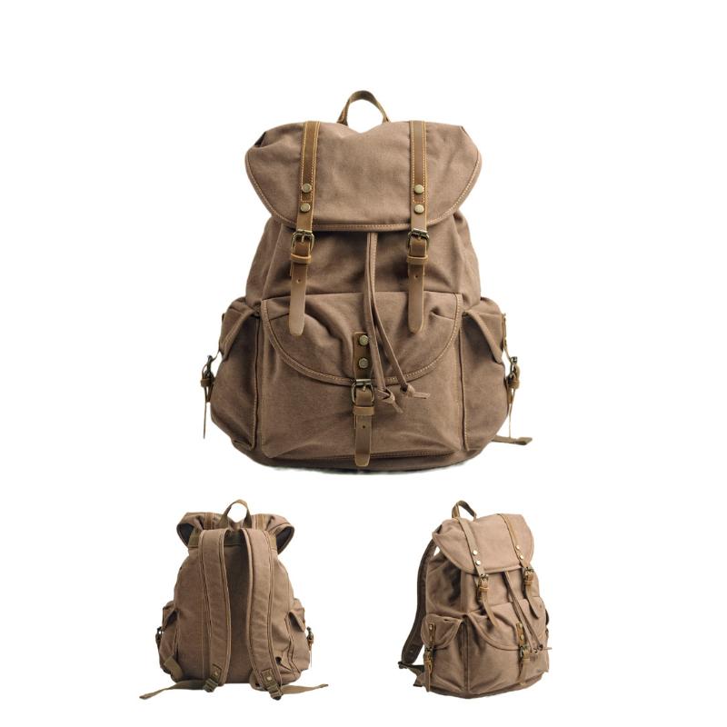 Men's Retro Outdoor Large Capacity Multi-Pocket Canvas Backpack 33759989Y