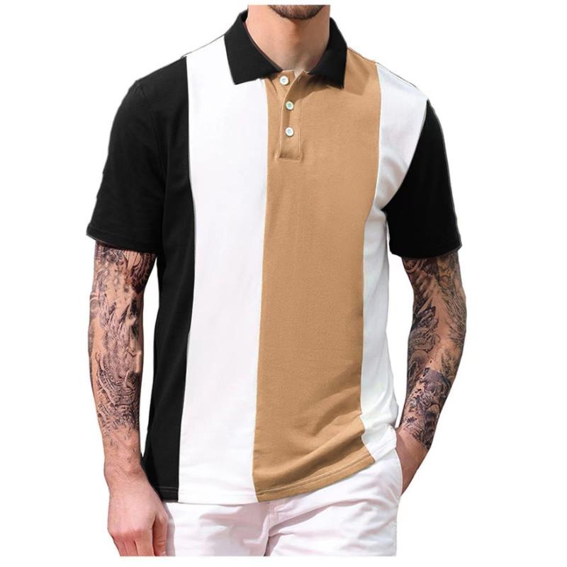 Men's Casual Colorblock Short-sleeved Polo Shirt 28128569TO