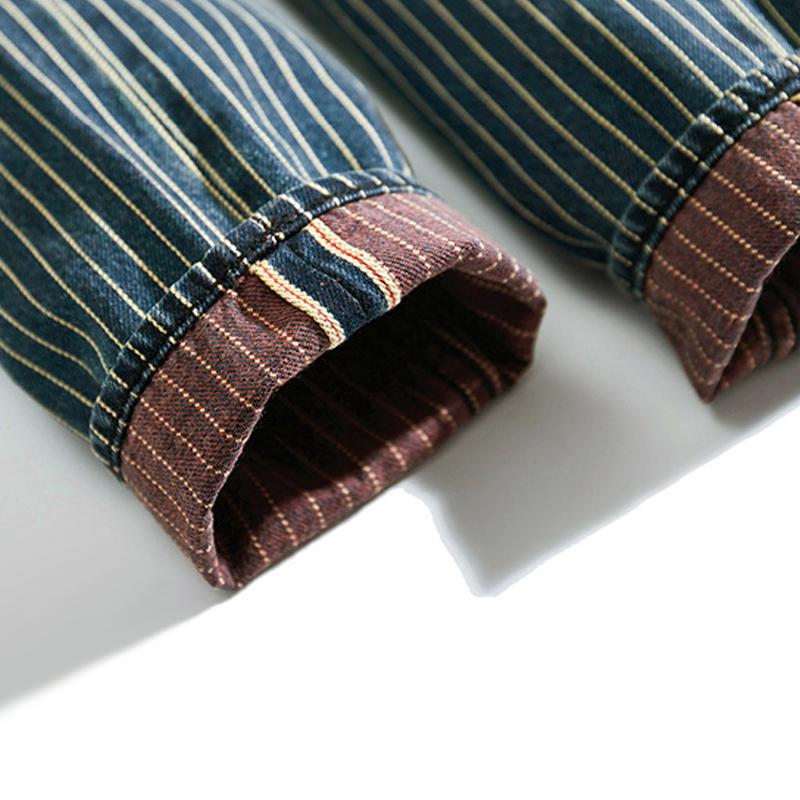 Men's Vintage Striped Denim Straight Cargo Pants 55993612Z