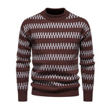 Men's Fashion Contrast Jacquard Round Neck Pullover Knitted Sweater 13556024M