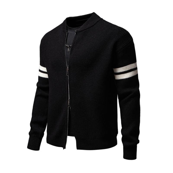 Men's Casual Stand-up Collar Colorblock Loose Zipper Knitted Cardigan 24106709M