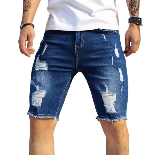 Men's Fashion Distressed Hole Denim Shorts 00984243Z