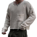 Men's Vintage Crewneck Cut-Out Chest Strap Knitted Sweater 08762406Y