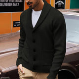 Men's Solid Color Casual Long Sleeve Lapel Knitted Cardigan 92167275X