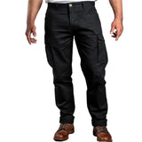 Men's Casual Cotton Solid Color Multi-Pocket Straight Cargo Pants 66136059M