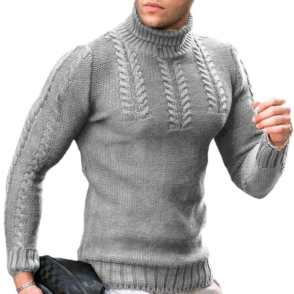 Men's Retro Casual Solid Color Turtleneck Knitted Sweater 36787209TO