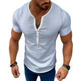 Men's Casual Retro Colorblock Short-sleeved T-shirt 57227882TO