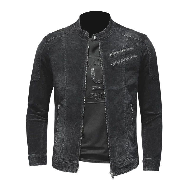 Giacca da motociclista in denim lavato vintage da uomo 66553709X