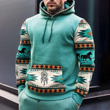 Men's Retro Casual Ethnic Style Geometric Print Hoodie 46560996TO