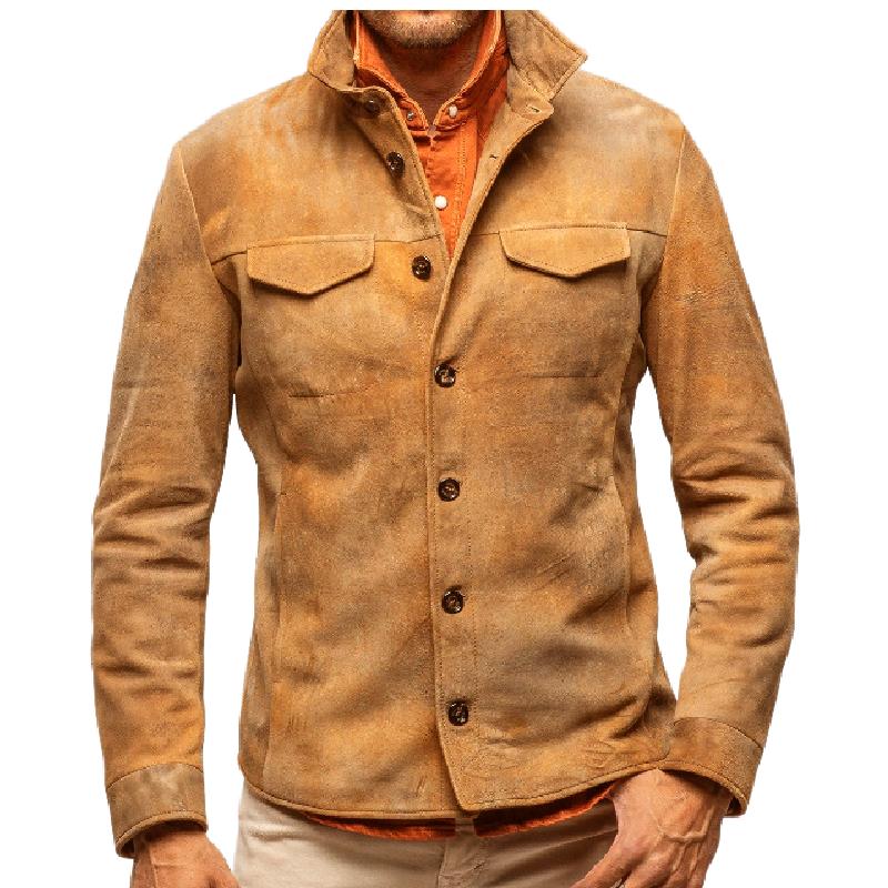 Men's Classic Vintage Stand Collar Suede Jacket 4286344F