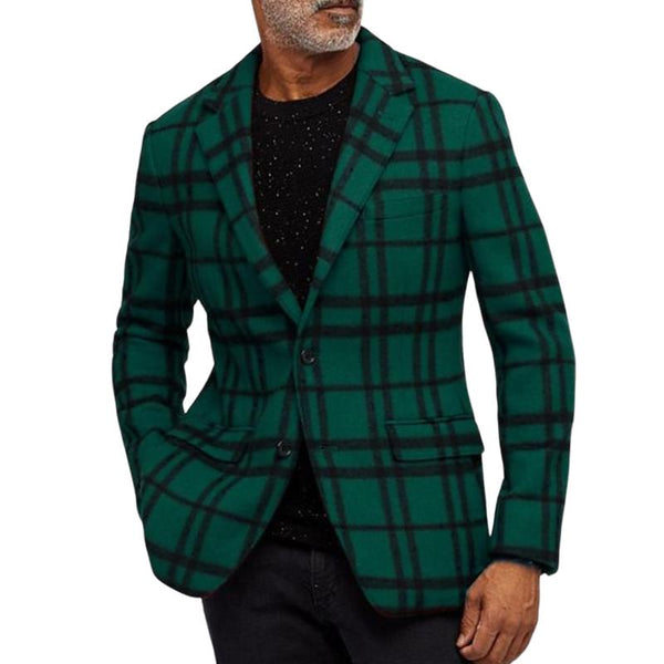 Men's Retro Casual Check Print Pocket Blazer 07905336TO