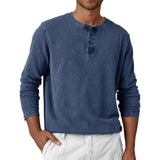 Men's Solid Color Henley Collar Long Sleeve T-shirt 55415151Z