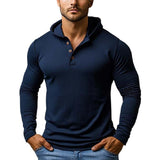 Men's Classic Casual Slim Fit V-Neck Hooded Long Sleeve T-Shirt 84561535K