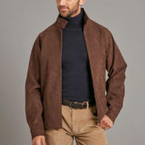 Men's Retro Fashion Stand Collar Zipper Suede Jacket 49538006K