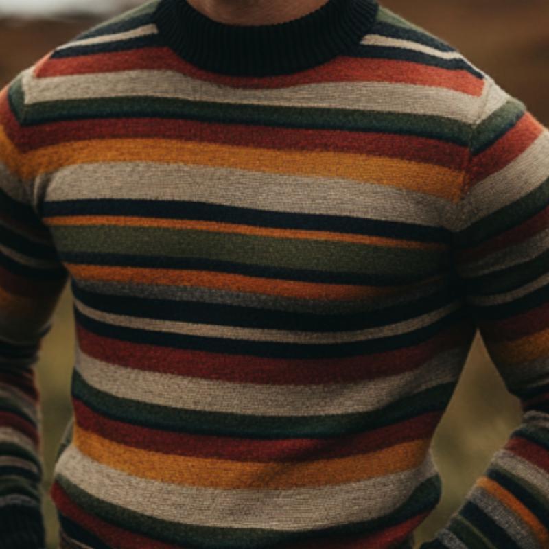 Men's Crew Neck Striped Sweater 02895164F