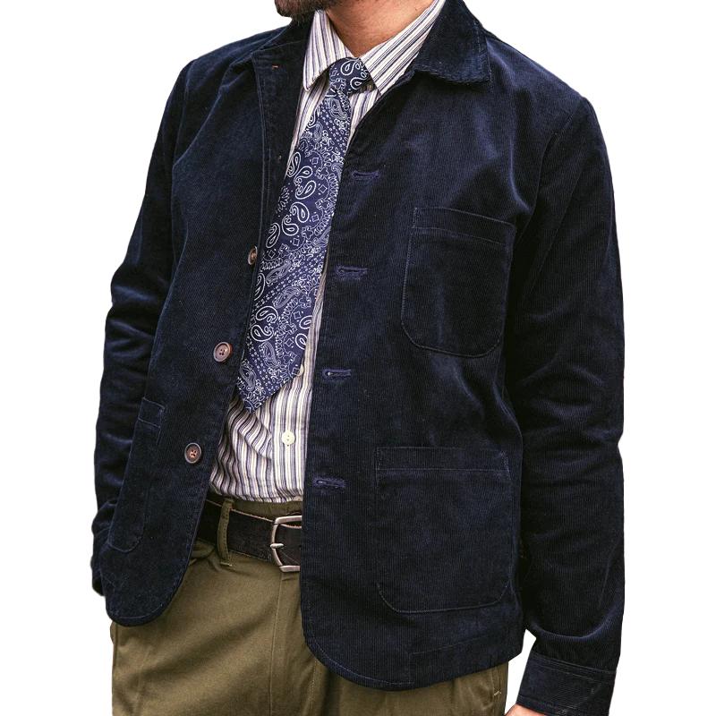 【24-hour shipping】Men's Retro Corduroy Lapel Single Breasted Casual Jacket 49322159Z