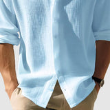 Men's Solid Loose Lapel Long Sleeve Shirt 60348584Z