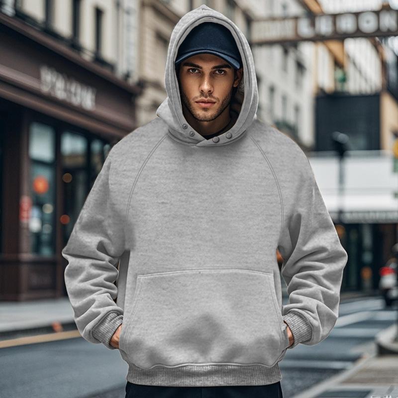 Men's Casual Kangaroo Pocket Fleece Loose Hoodie 57825880M