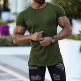 Men's Casual Solid Color Round Neck T-Shirt 08840105TO