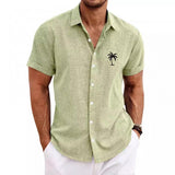 Men's Hawaii Palm Printed Lapel Short Sleeve Casual Shirt 02312515Z