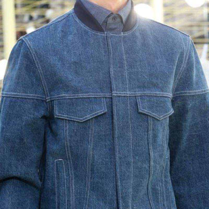 Men's Stylish Baseball Collar Denim Jacket 92429378F