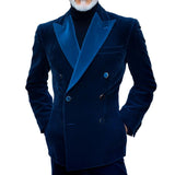 Men's Retro Casual Solid Color Velvet Splicing Blazer 77416731TO