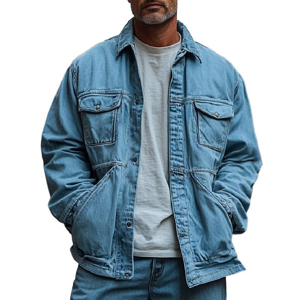 Men's Casual Loose Lapel Denim Jacket 02973231F