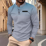 Men's Casual Polka Dot Print Stand Collar Long Sleeve T-shirt 42345058X