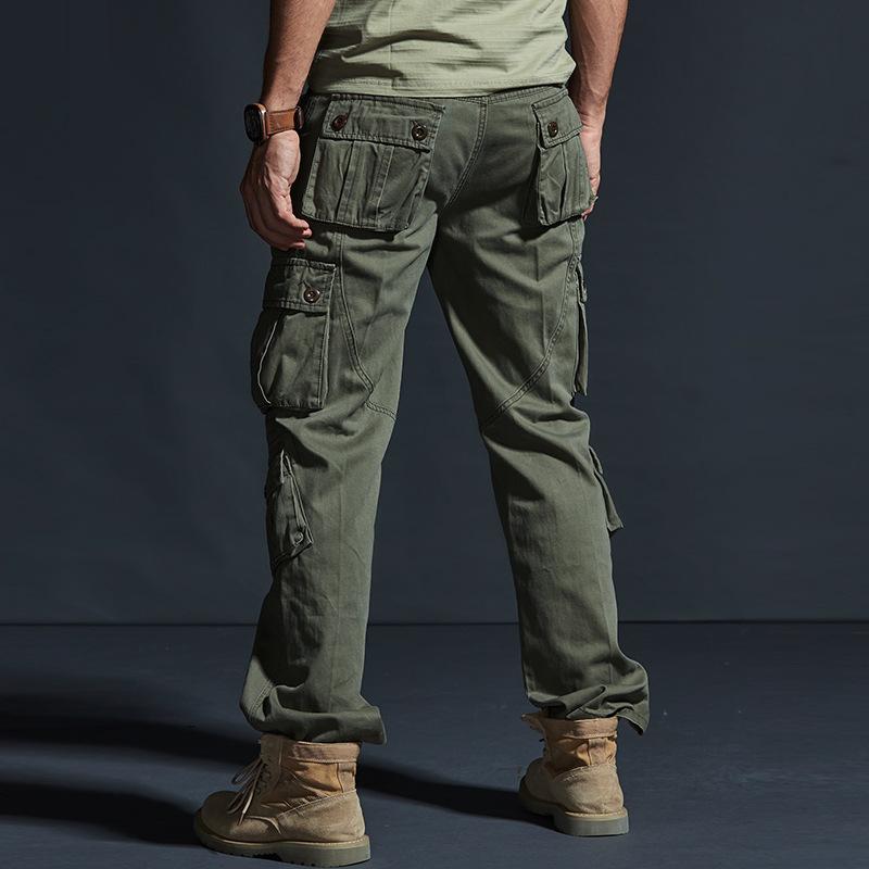 Pantalones cargo de algodón multibolsillos holgados y lisos para hombre 27845748Z