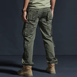 Men's Solid Loose Multi-pocket Cotton Cargo Pants 27845748Z
