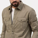 Men's Classic Casual Multi-Pocket Long Sleeve Work Shirt 34208605K