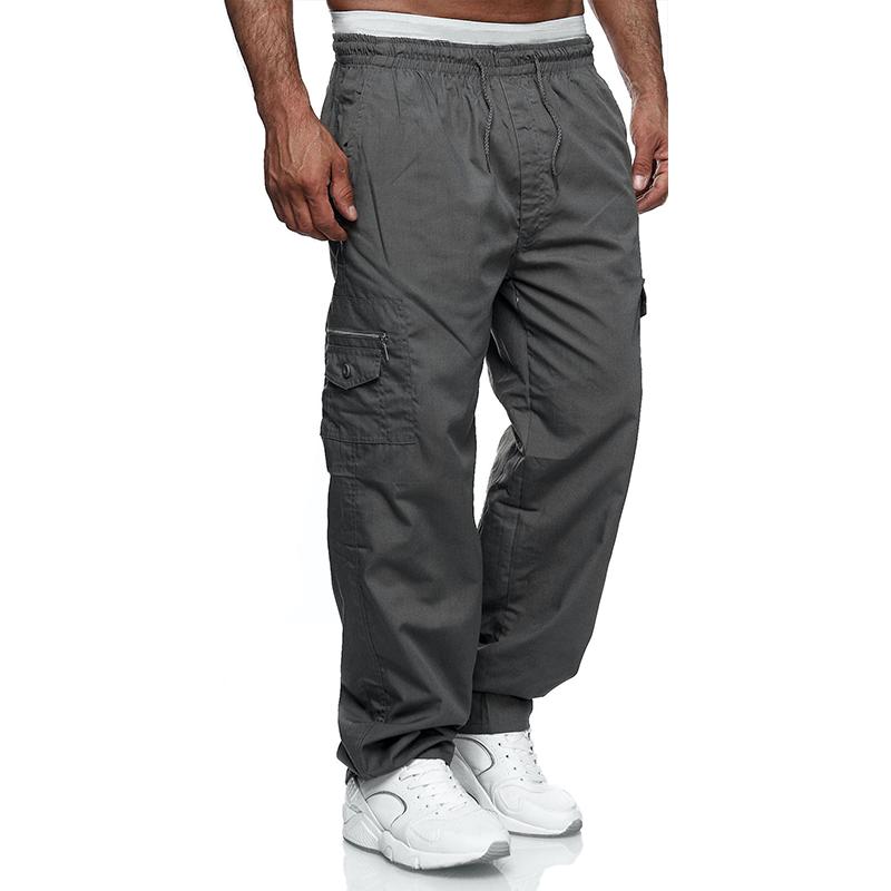 Men's Loose Multi-pocket Elastic Waist Cargo Outdoor Sports Casual Trousers 46902429Z