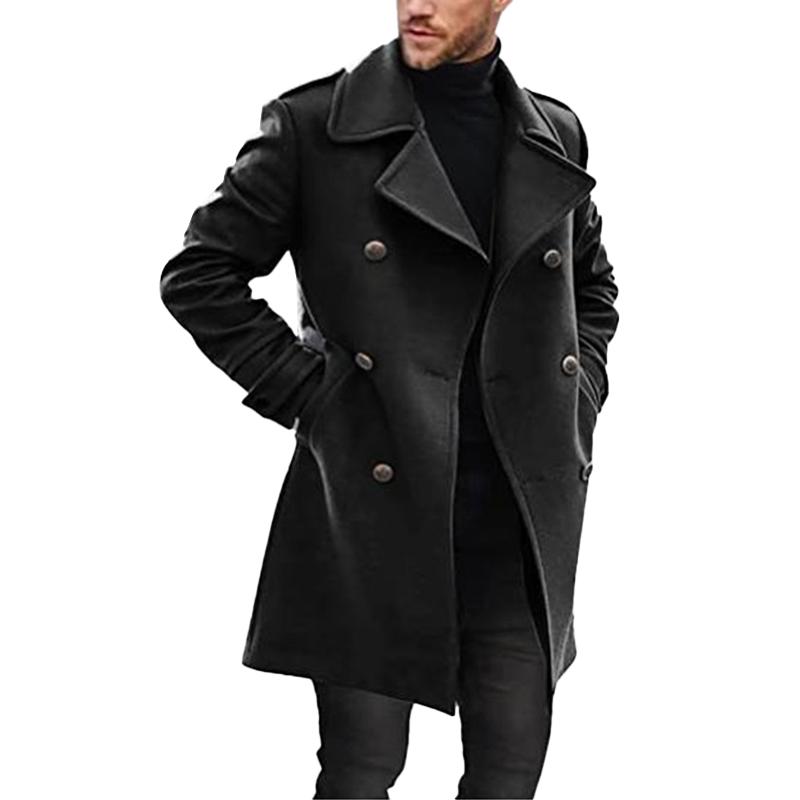 Cappotto da uomo a doppio petto con risvolto, lunghezza media 66914470Z