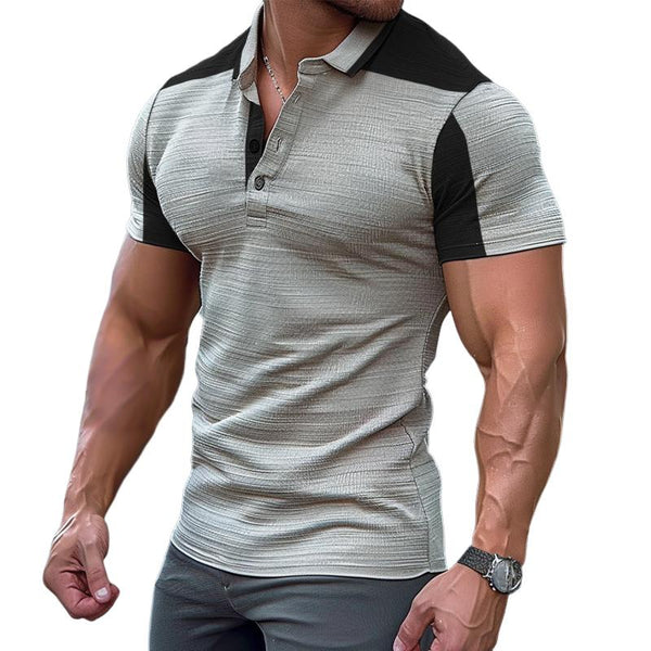 Men's Casual Colorblock Short-sleeved Polo Shirt 12235385TO