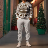 Men's Christmas Printed Round Neck Long-sleeved Trousers Two-piece Set 50839000X