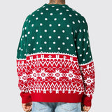 Men's Casual Christmas Contrast Jacquard Crew Neck Knit Sweater 45650789M