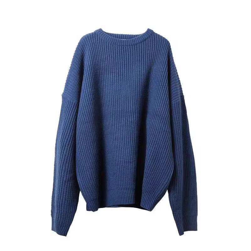 Men's Solid Round Neck Loose Long Sleeve Sweater 38532062Z