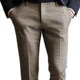 Men's Retro Classic Casual Fashion Slim Fit Houndstooth Suit Pants 82382260K