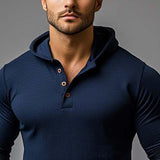 Men's Classic Casual Slim Fit V-Neck Hooded Long Sleeve T-Shirt 84561535K