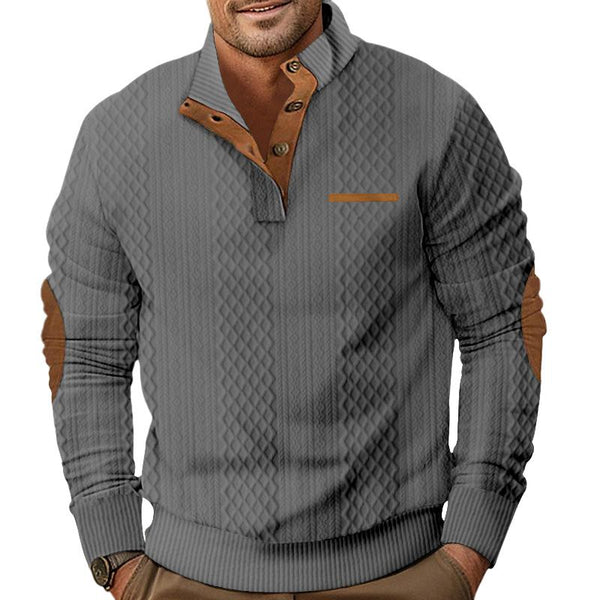 Men's Outdoor Jacquard Casual Stand Collar Long Sleeve Sweatshirt 50047325X