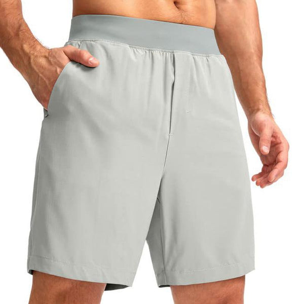 Men's Solid Color Elastic Waist Straight Sports Shorts 26249807Z