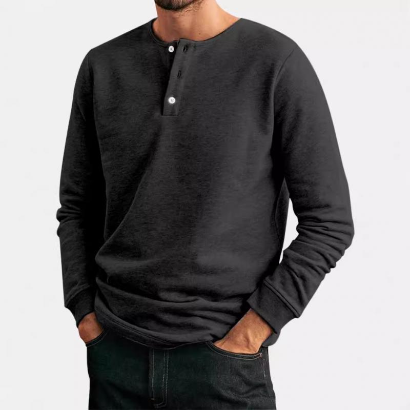 Men's Casual Cotton Blend Henley Collar Slim Fit Long Sleeve T-Shirt 46939439M